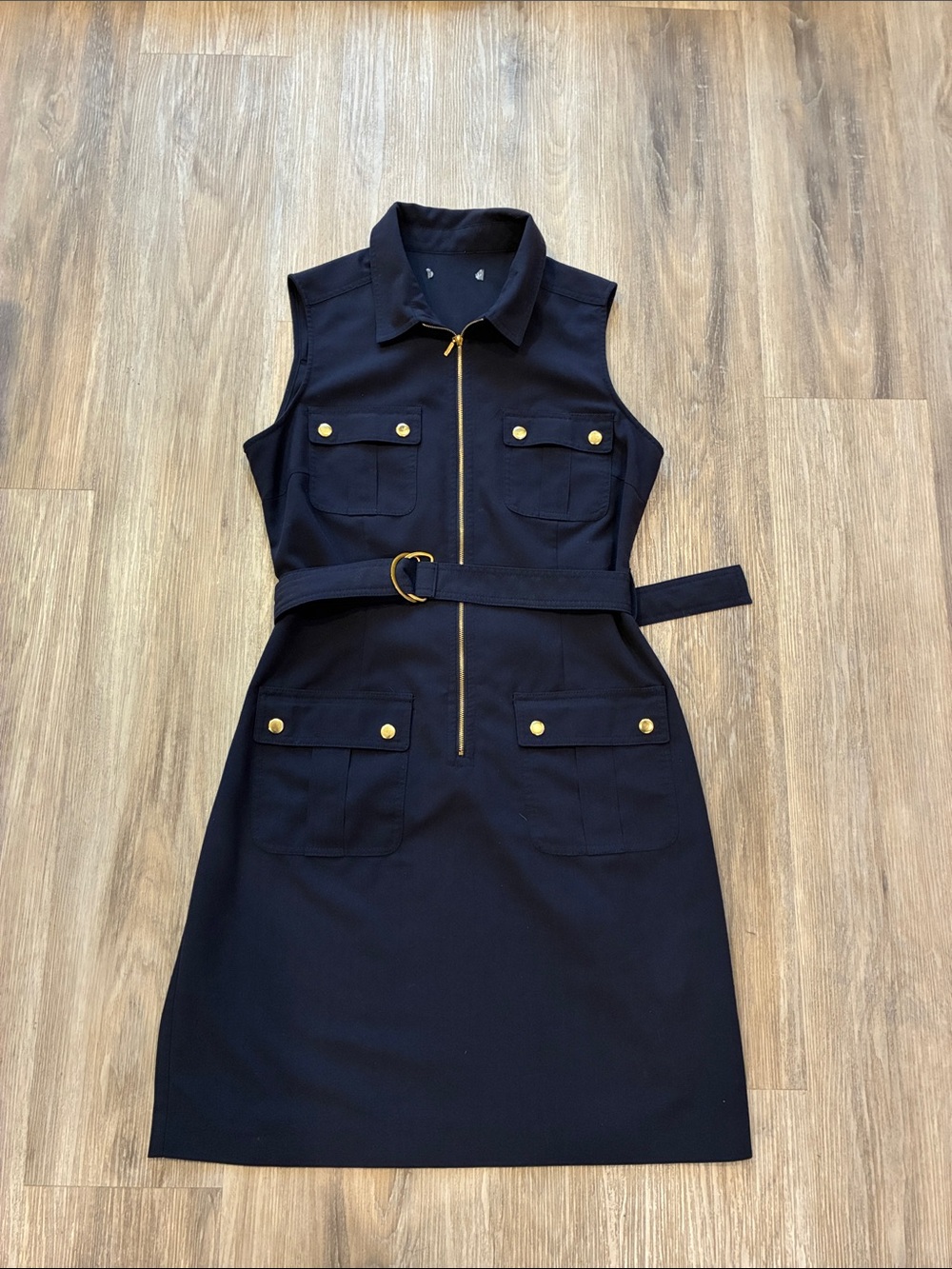 Sleeveless Belted Shirt Dress